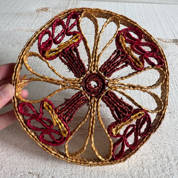 Vintage Single Woven Trivet Hot Plate Coaster - Picture 4 of 8